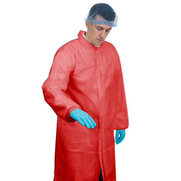 A Supertouch Supertouch Velcro Non Woven Coats shown from a clear angle.