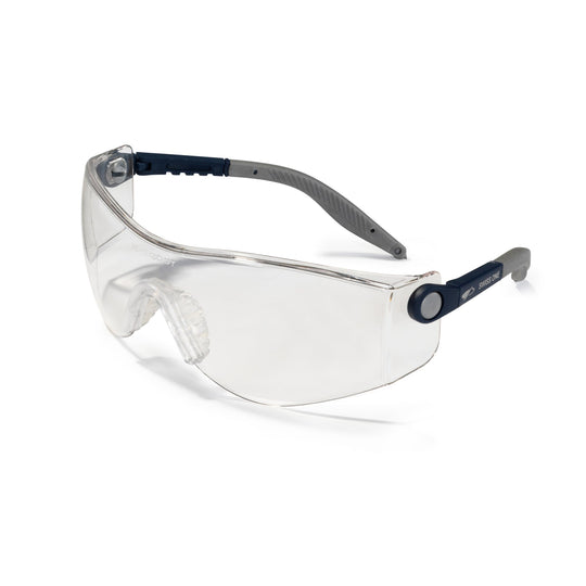 JSP Eurospecs Safety Glasses - Clear Anti-scratch/Anti-mist Lenses - Black/Grey Frames