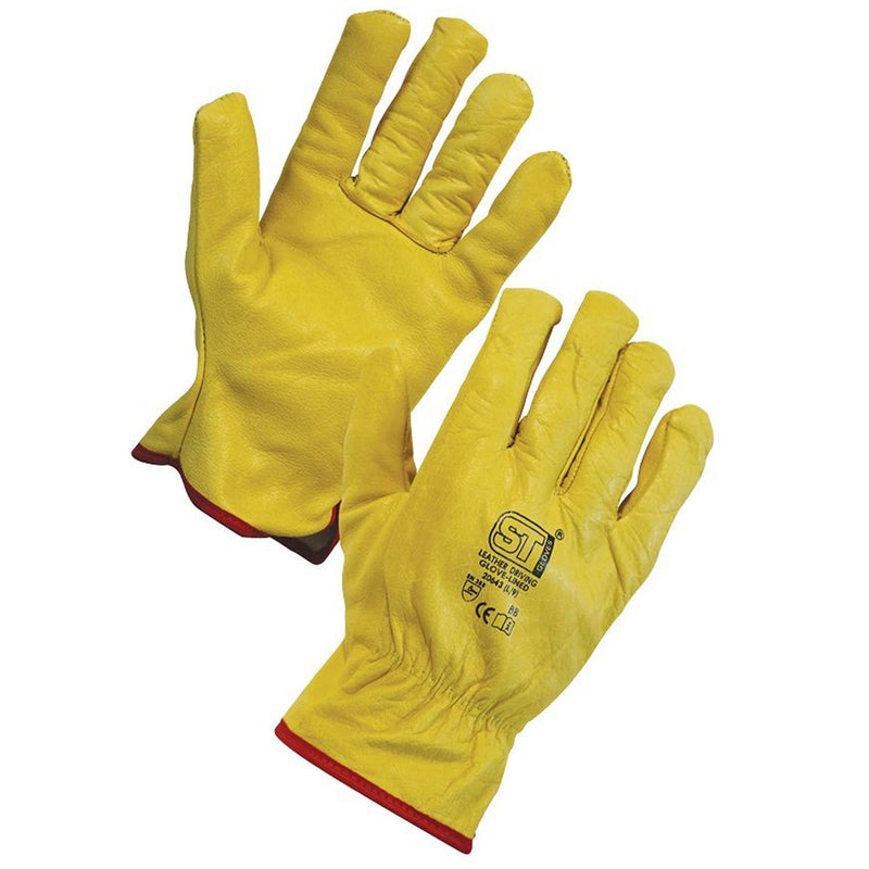 Supertouch Leather Driving Gloves in yllow colour

