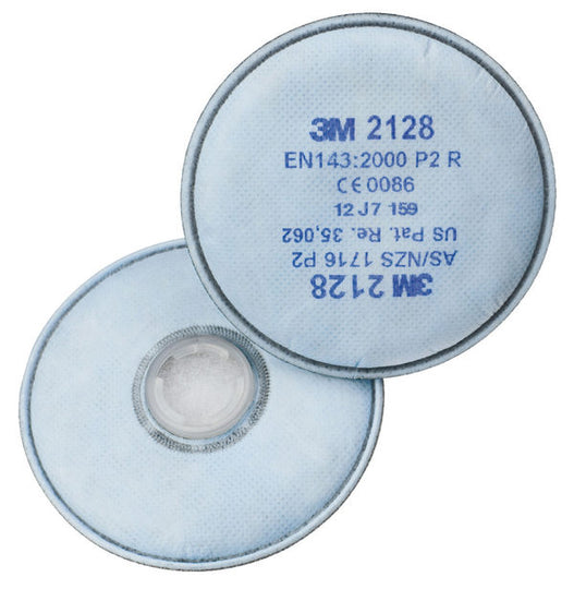 3M 2128 P2 Particulate Filter with activated carbon layer, for reusable half-face respirators.