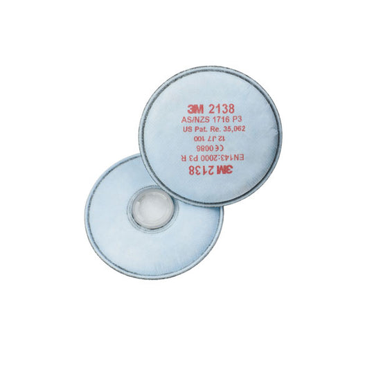 3M 2138 P3 Particulate Filter with a carbon layer for nuisance-level organic vapour relief.