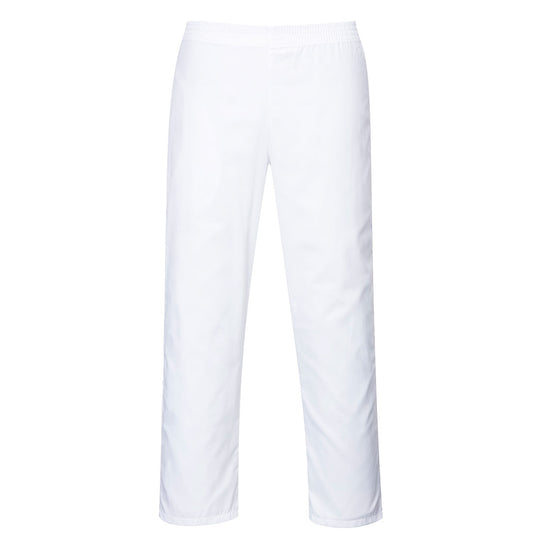 Portwest 2208 Bakers Trousers for the food industry in white.