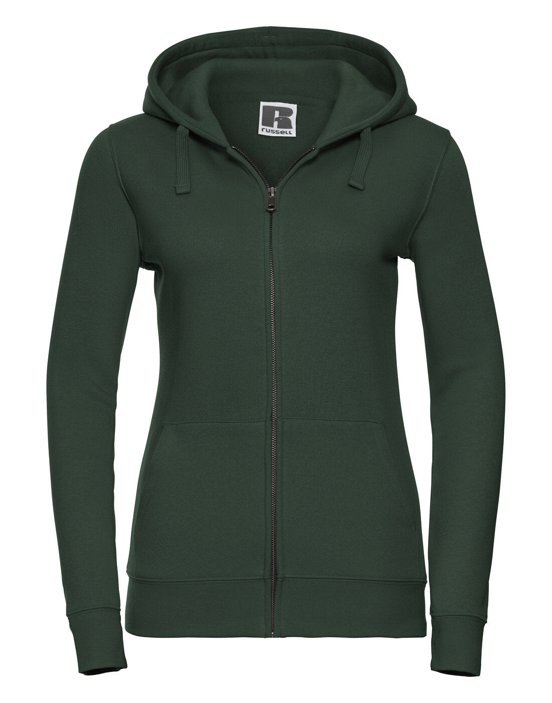 Russell Ladies Authentic Zipped Hood Bottle Green