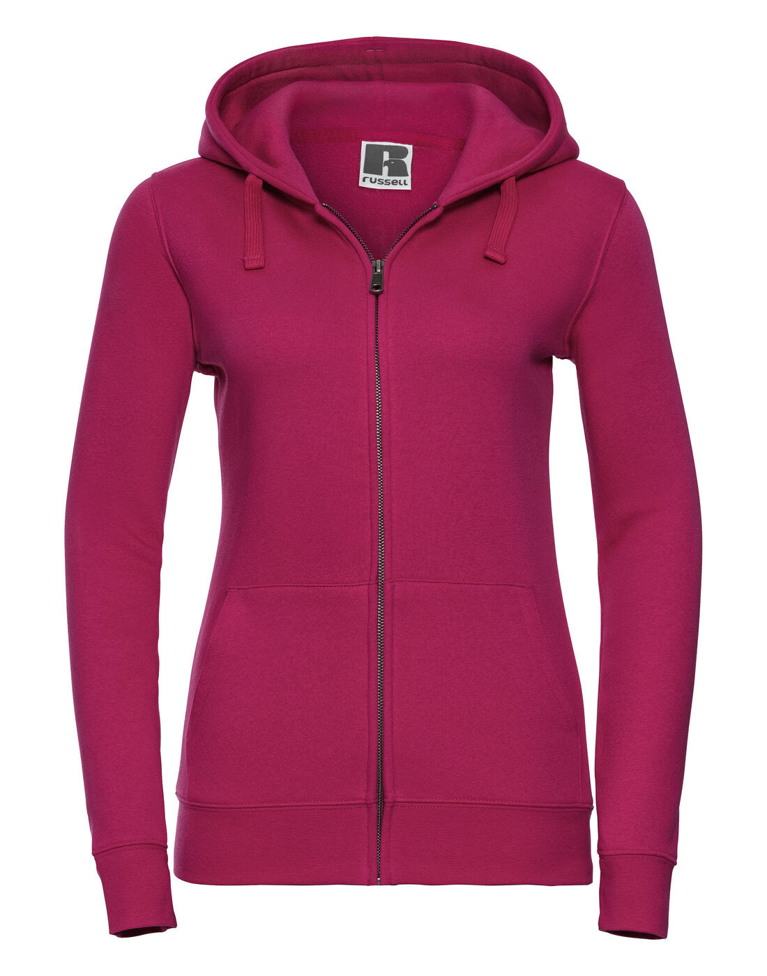 Russell Ladies Authentic Zipped Hood Fuchsia