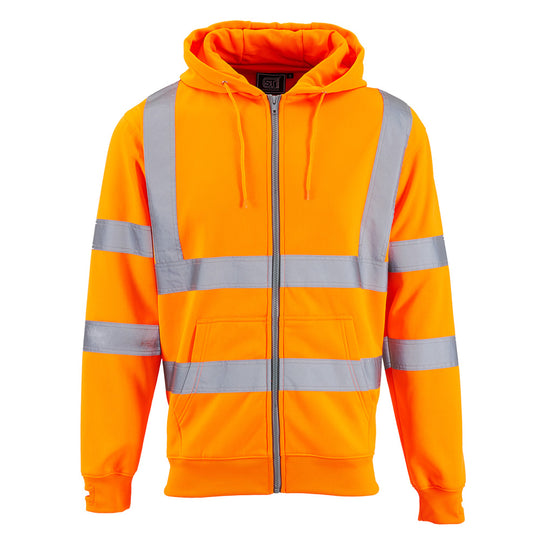 Supertouch Full Zip Hi Vis Hoodie in 0range cololur

