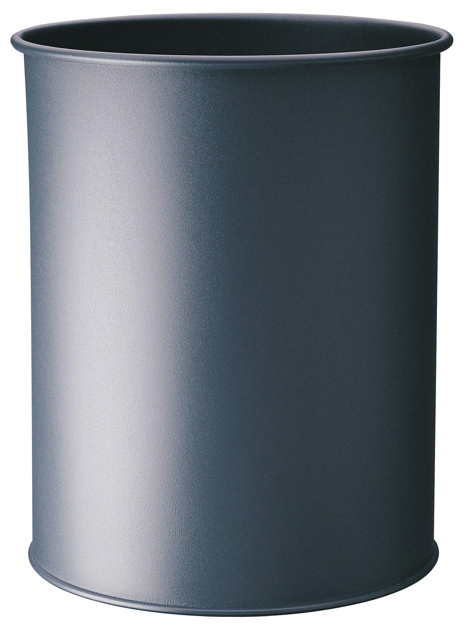 Durable Metal Round Waste Bin | Scratch Resistant Steel| 15L | Charcoal Grey