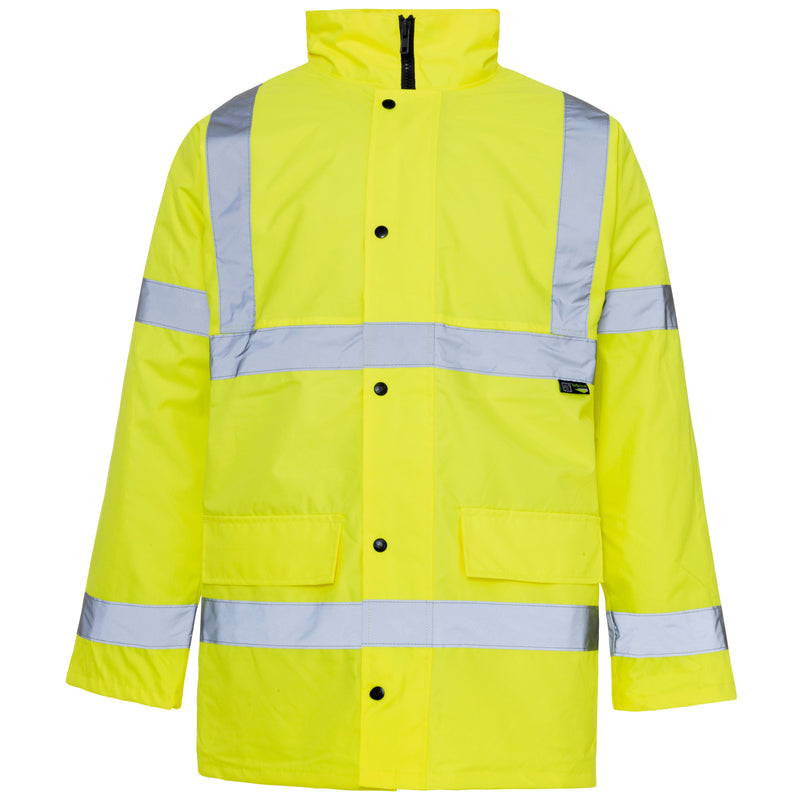 A waterproof and durable Supertouch Yellow Hi Vis Standard Parka for all-weather protection.