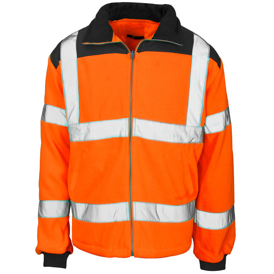 A protective Supertouch Orange Hi Vis Fleece Jacket Rain Patch, suitable for various work environments.
