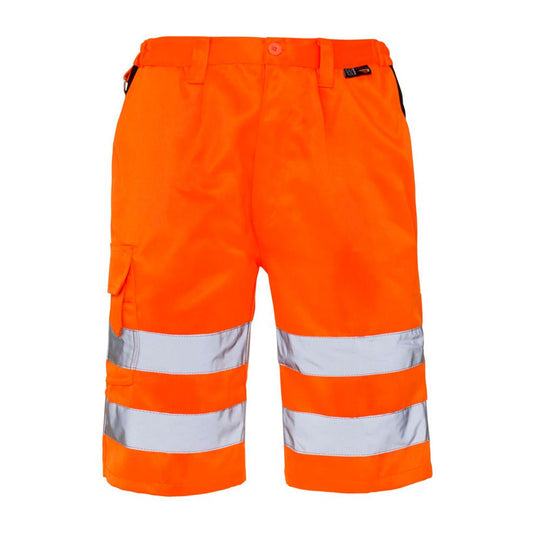 A Supertouch Orange Hi Vis Shorts shown from a clear angle.