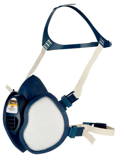 Blue and grey 3M 4277+ Half-Face Respirator Mask, offering FFABE1P3 protection against vapours.