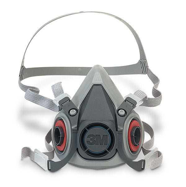Small-sized grey 3M 6100S (6000 Series) Reusable Half-Face Mask, front view without filters.
