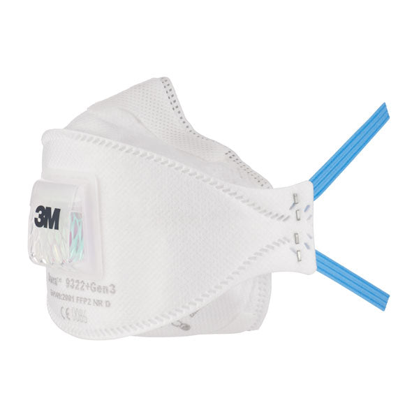 3M 9322+ Gen 3 Aura FFP2V mask, showing the advanced Cool Flow comfort valve.