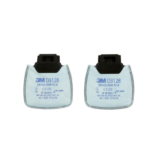 3M D3128 Secure Click P2 R filter with added carbon layer for nuisance odour relief.