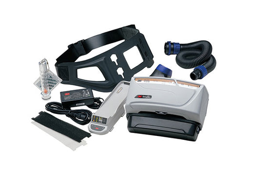 3M TR-619E Versaflo Powered Air Starter Kit with easy-clean belt and high-capacity battery.