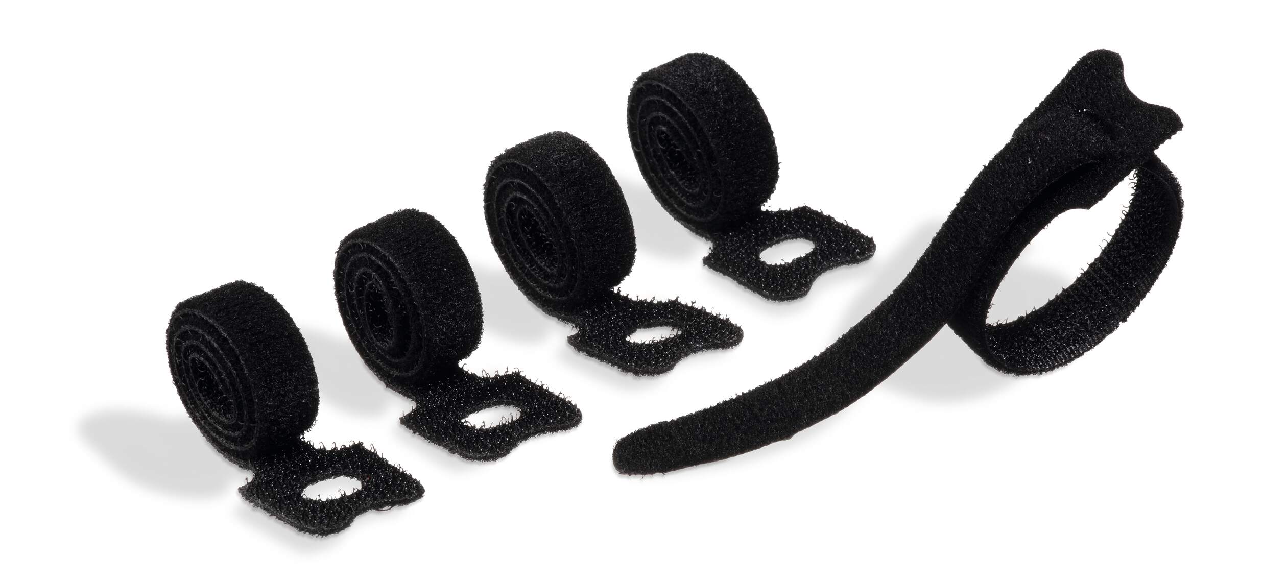 Durable CAVOLINE Reusable Hook and Loop Cable Tie Straps | 5 Pack | Black