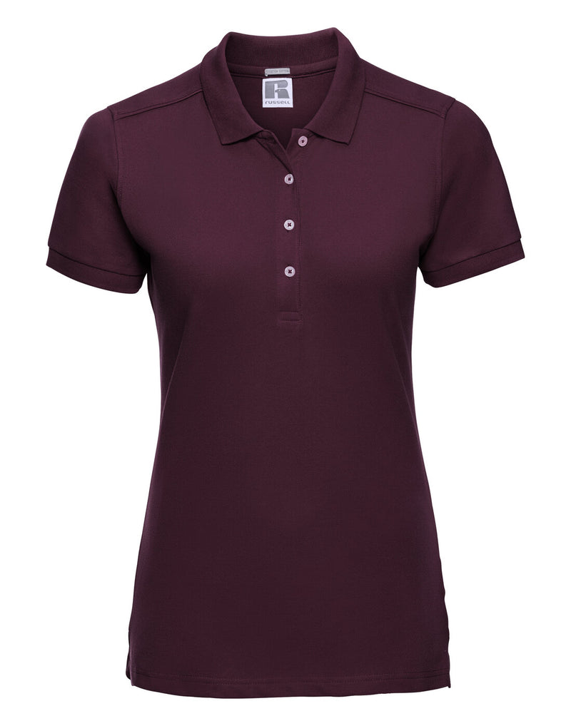 Russell Mens Fitted Stretch Polo Burgundy
