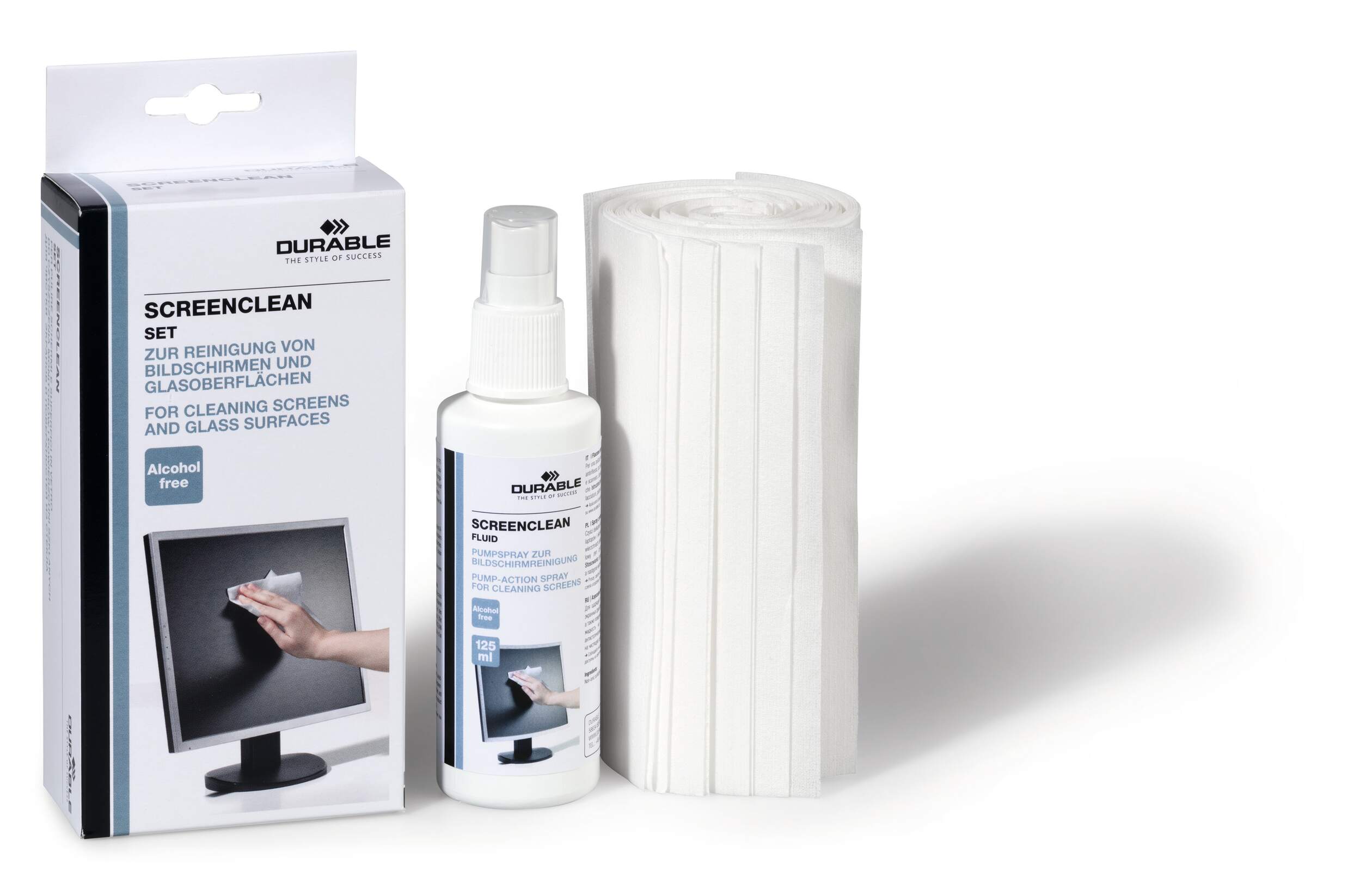 Durable SCREENCLEAN Screen Clean Spray Bottle and 20 Wipes | 125ml