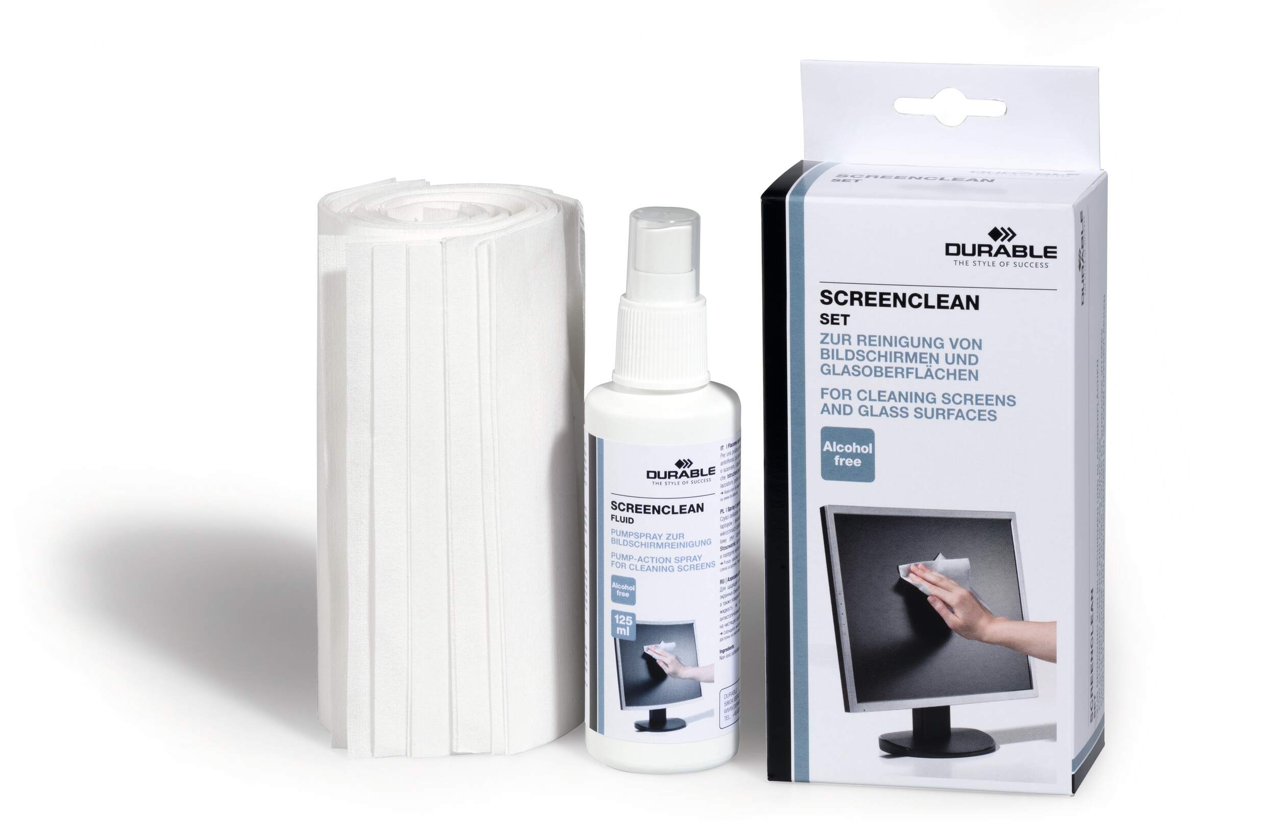 Durable SCREENCLEAN Screen Clean Spray Bottle and 20 Wipes | 125ml