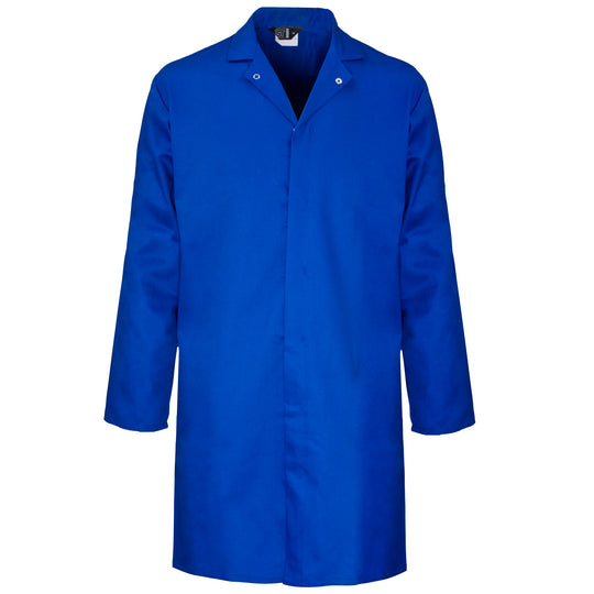 A Supertouch Blue Polycotton Food Coat Inner Pocket shown from a clear angle.