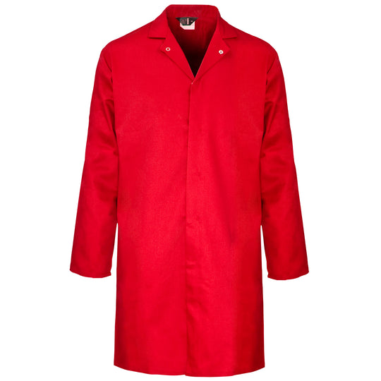 A Supertouch Red Polycotton Food Coat Inner Pocket shown from a clear angle.