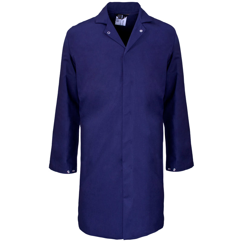 A Supertouch Navy Blue Polycotton Food Coat Inner Pocket shown from a clear angle.