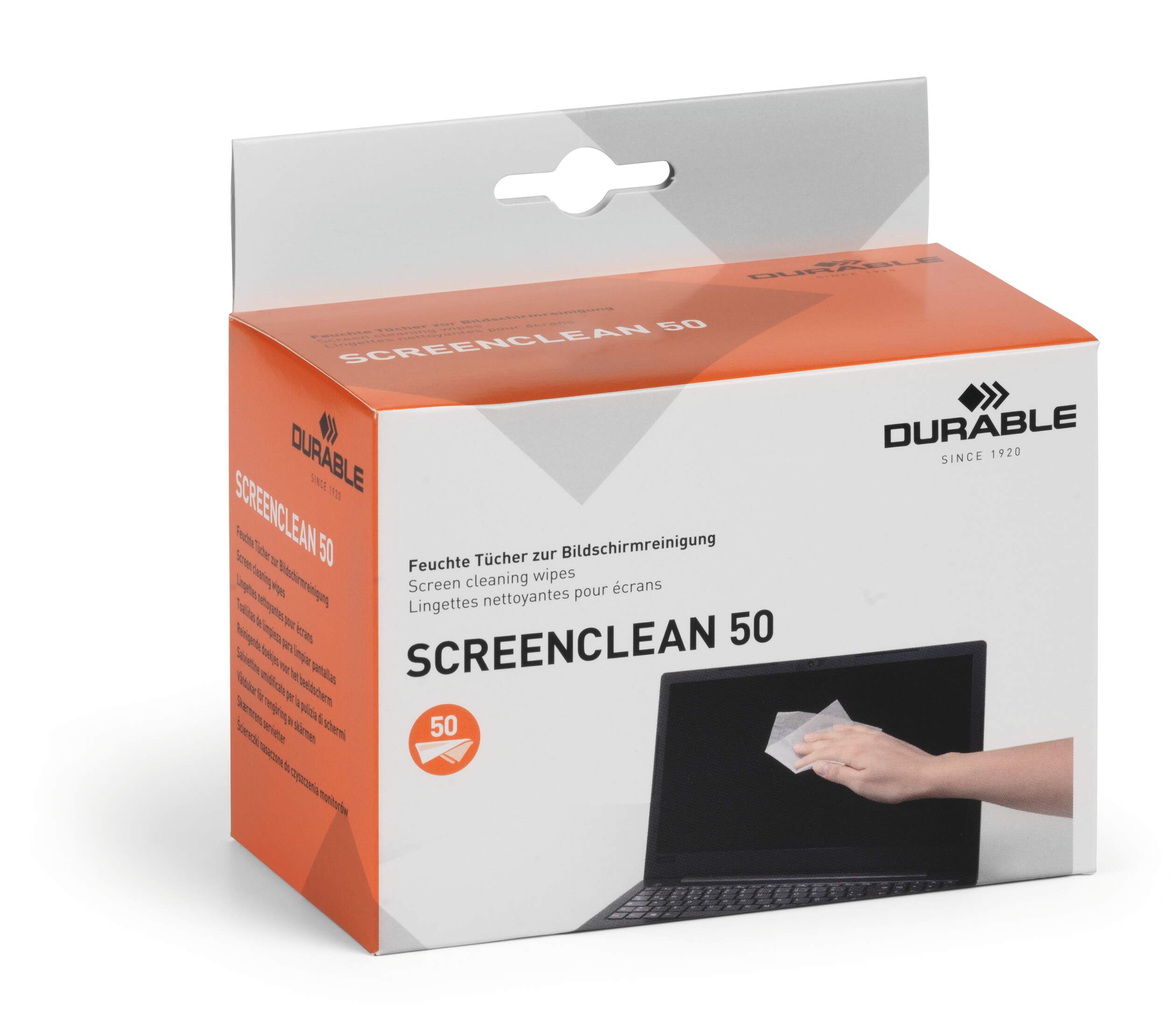 Durable SCREENCLEAN Streak-Free Biodegradable Screen Cleaning Wipes | 50 Sachets