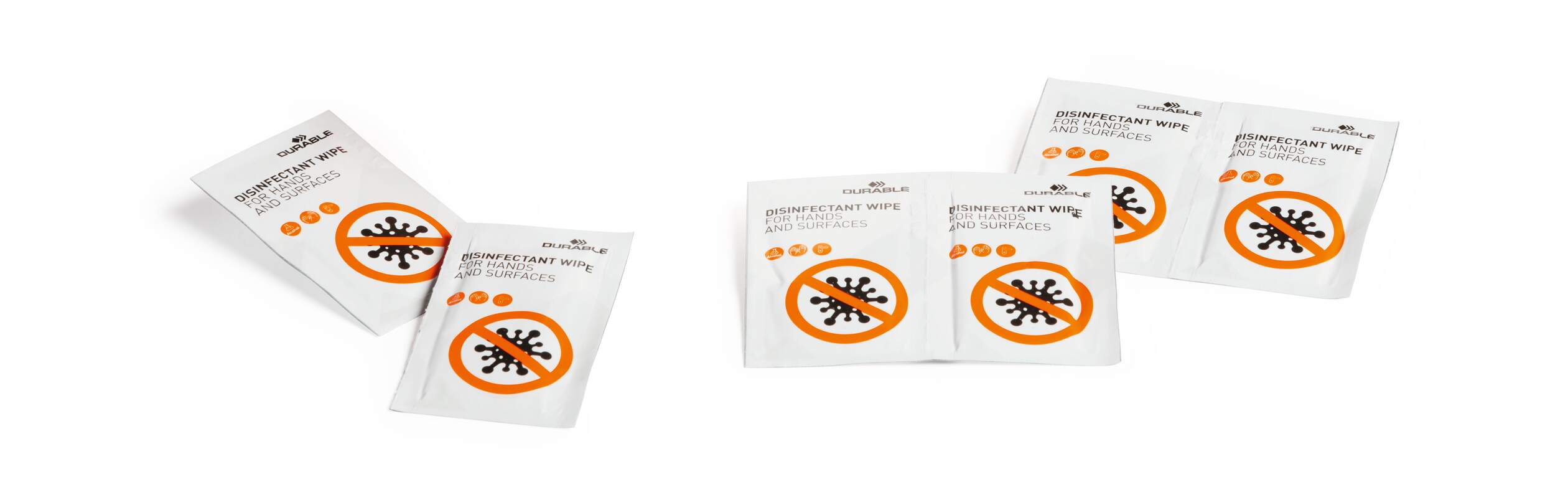 Durable Antibacterial Disinfectant Surface and Hand Wipes | 100 Sachets