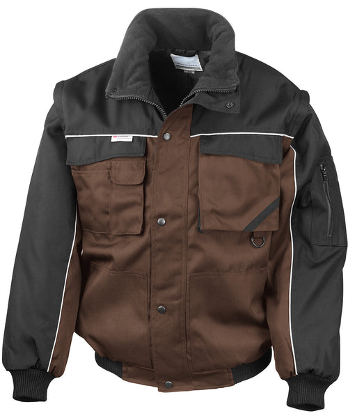 Tan/Black - Work-Guard zip sleeve heavy-duty pilot jacket