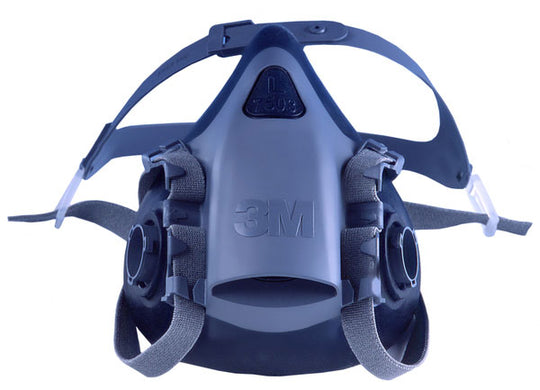 3M 7503 large-sized silicone half mask respirator from the 7500 series, angled view.
