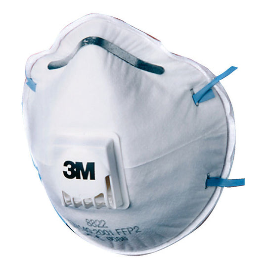 Valved 3M 8822 disposable cup-shaped respirator mask, offering FFP2 level protection.