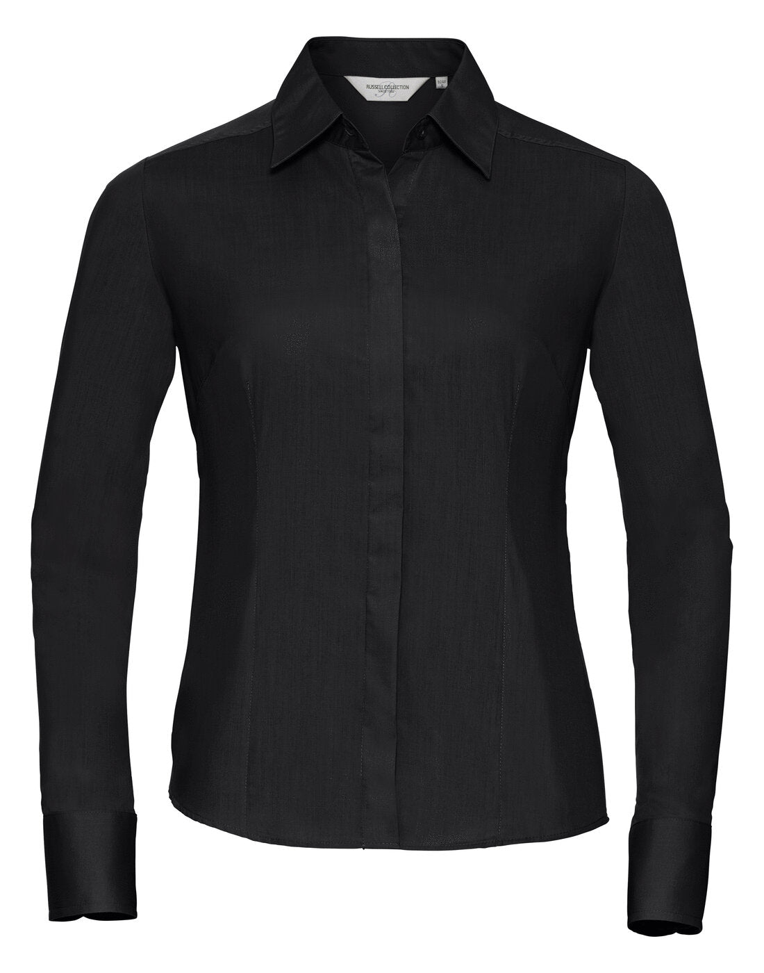 Russell Ladies Long Sleeve Fitted Polycotton Poplin Shirt Black