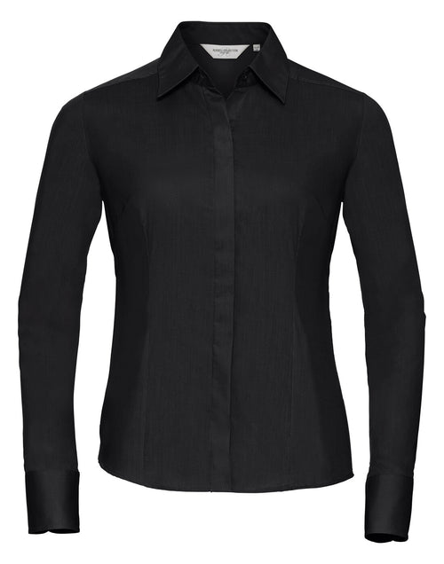 Russell Ladies Long Sleeve Fitted Polycotton Poplin Shirt
