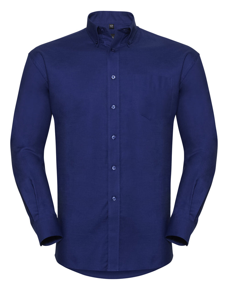 Russell Mens Long Sleeve Oxford Shirt Bright Royal