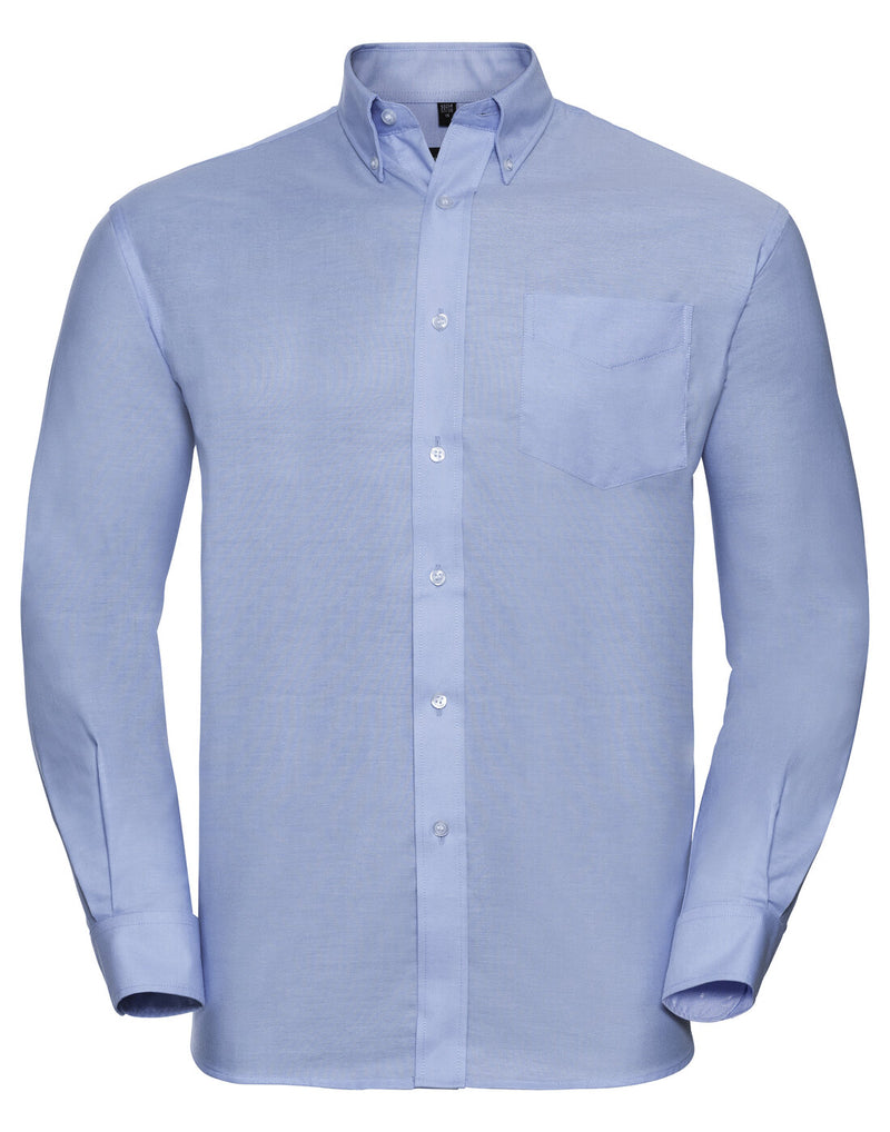 Russell Mens Long Sleeve Oxford Shirt Oxford Blue