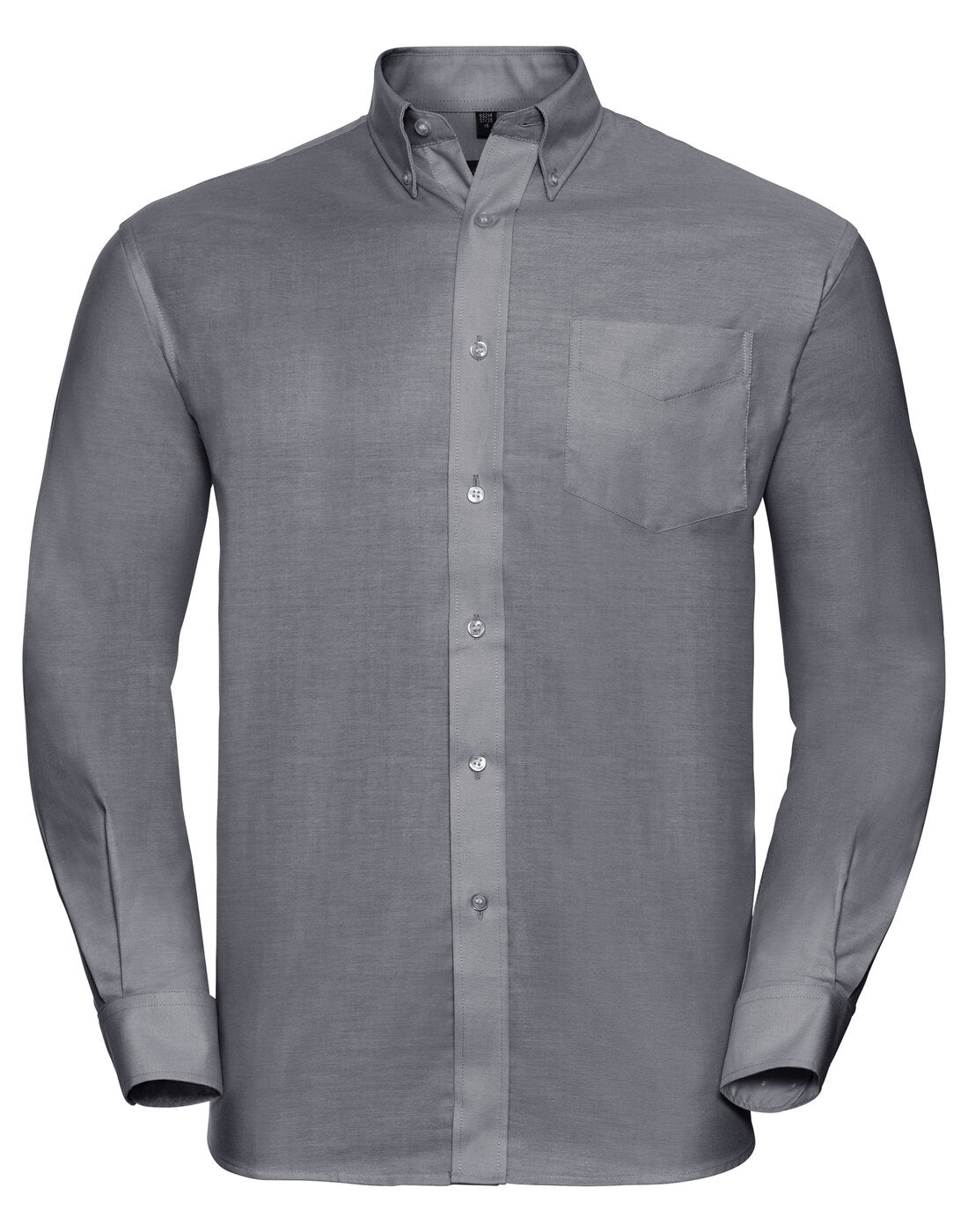 Russell Mens Long Sleeve Oxford Shirt Silver