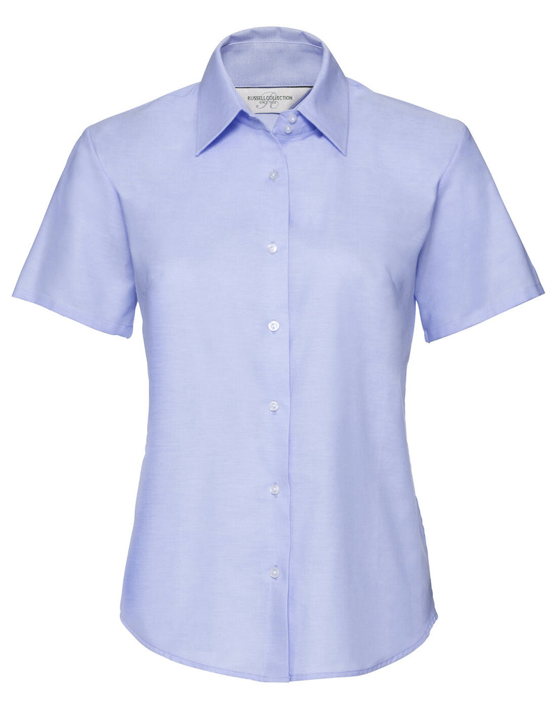 Russell Ladies Short Sleeve Tailored Oxford Shirt Oxford Blue