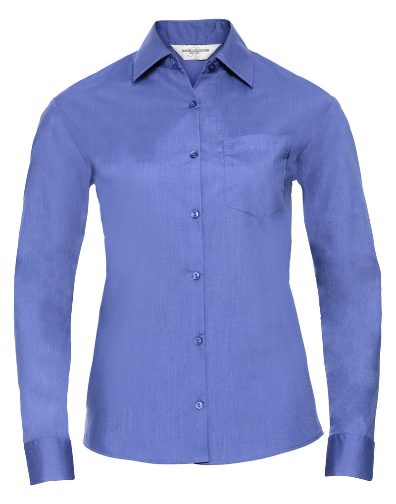 Russell Ladies Long Sleeve Polycotton Poplin Shirt