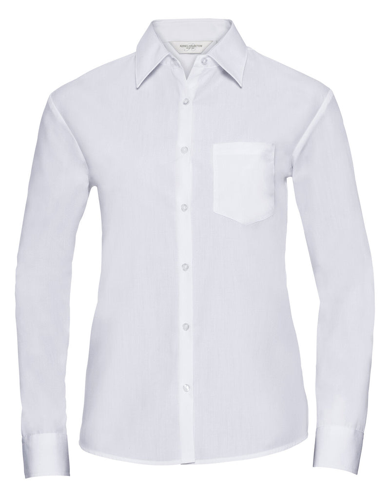 Russell Ladies Long Sleeve Polycotton Poplin Shirt