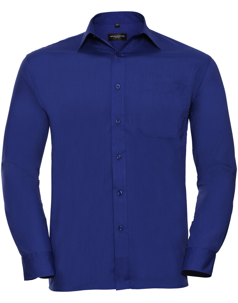 Russell Mens Long Sleeve Polycotton Poplin Shirt