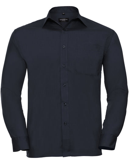 Russell Mens Long Sleeve Polycotton Poplin Shirt