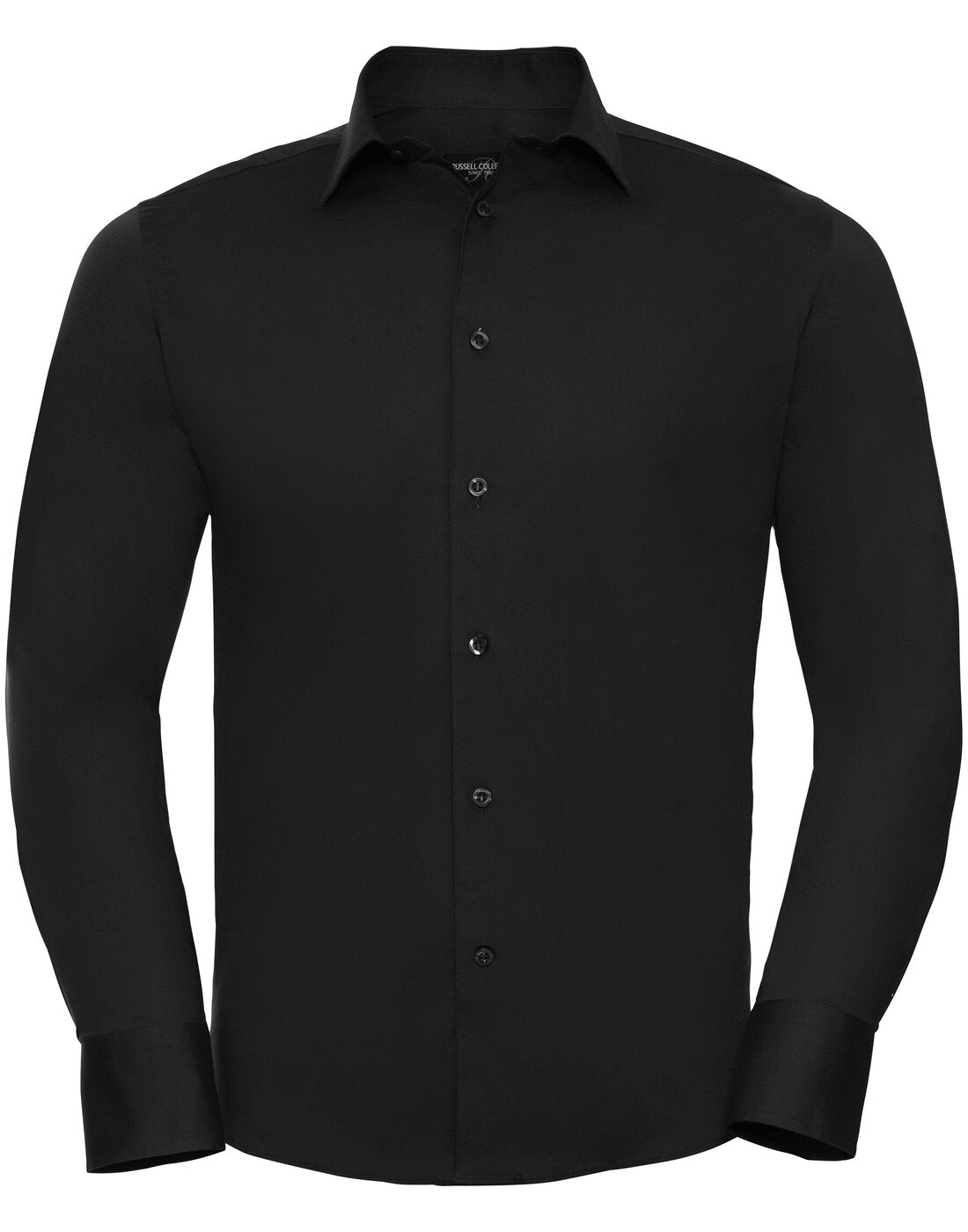 Russell Mens Long Sleeve Fitted Stretch Shirt Black