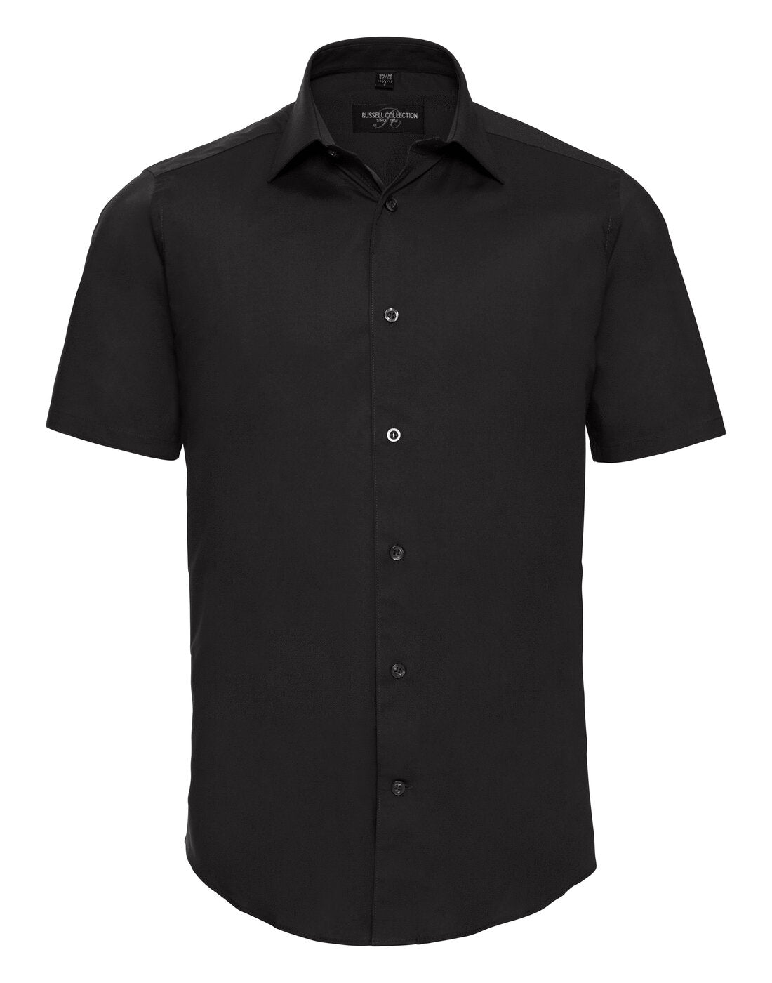Russell Mens Short Sleeve Fitted Stretch Shirt Black