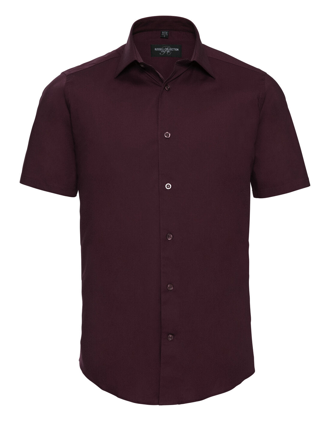 Russell Mens Short Sleeve Fitted Stretch Shirt Port