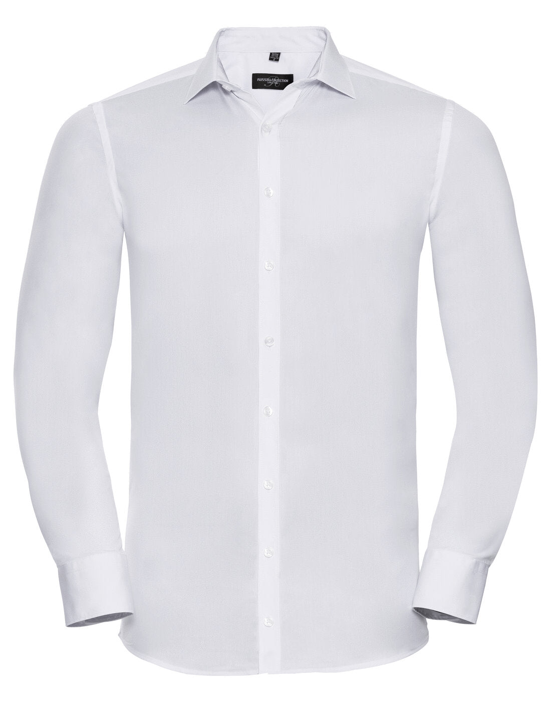 Russell Mens Long Sleeve Ultimate Stretch Shirt White