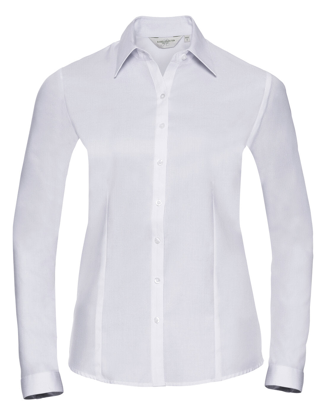 Russell Ladies Long Sleeve Herringbone Shirt White