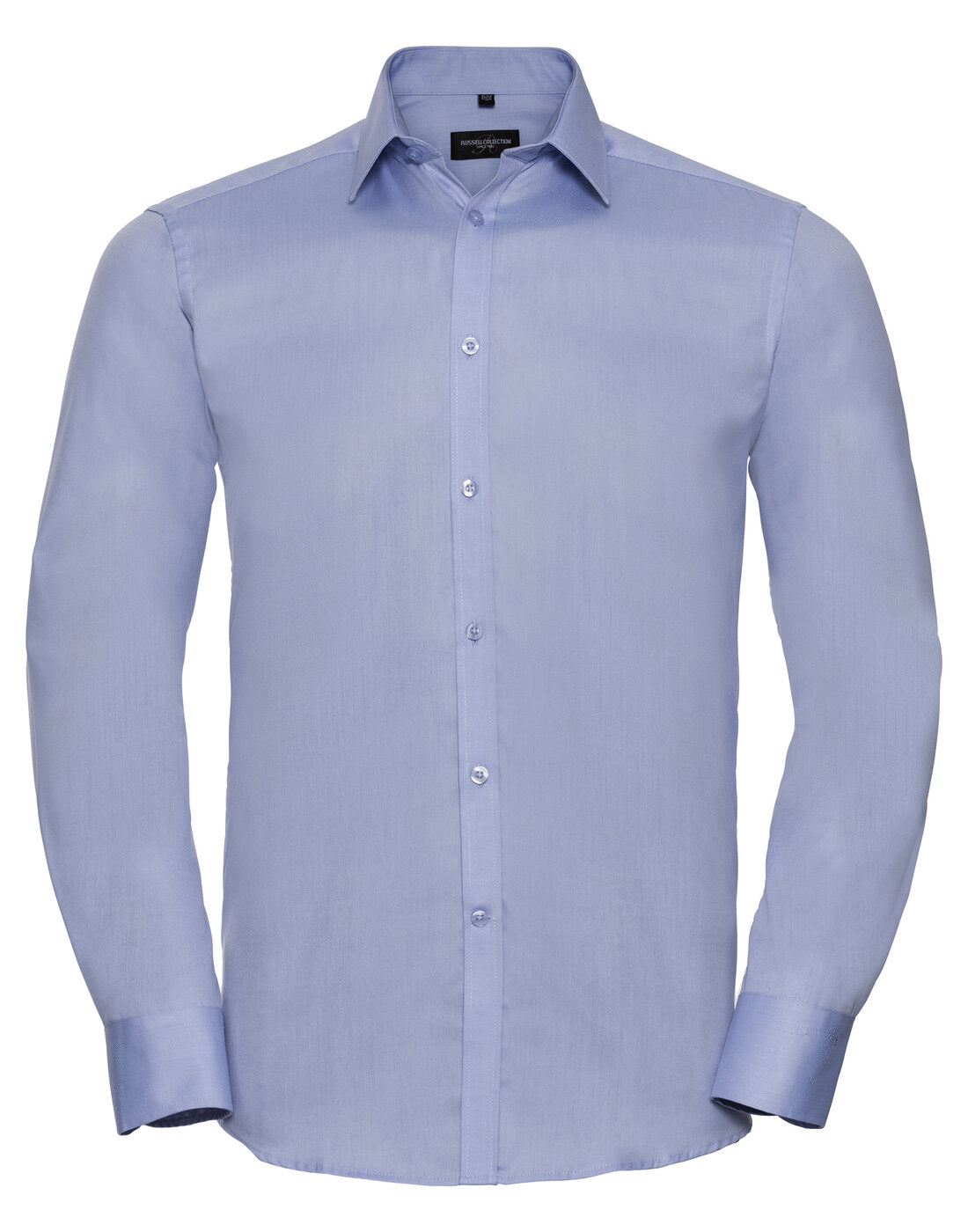 Russell Mens Long Sleeve Herringbone Shirt Light Blue
