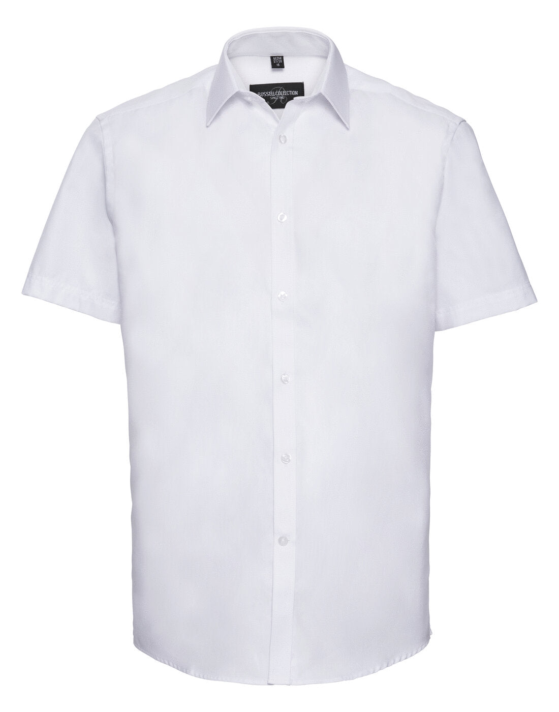Russell Mens Short Sleeve Herringbone Shirt White