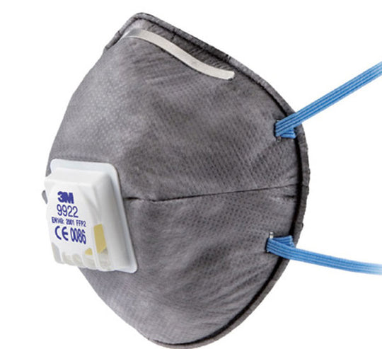 3M 9922 valved disposable specialty respirator for welding fumes, providing FFP2 protection.