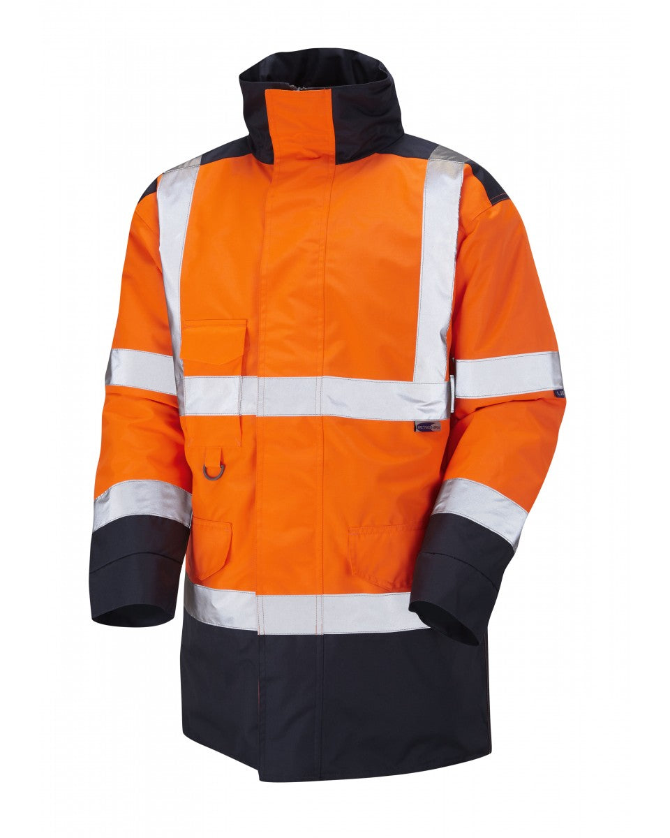 Leo Workwear Tawstock Hi-Vis Jacket Hv Orange/Navy