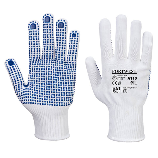 White and blue Portwest A110 Canadian Rigger safety glove.